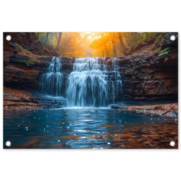 Tuinposter - Herfstwaterval in het Bos